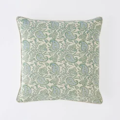Aarvi Wood Block Cushion - Green