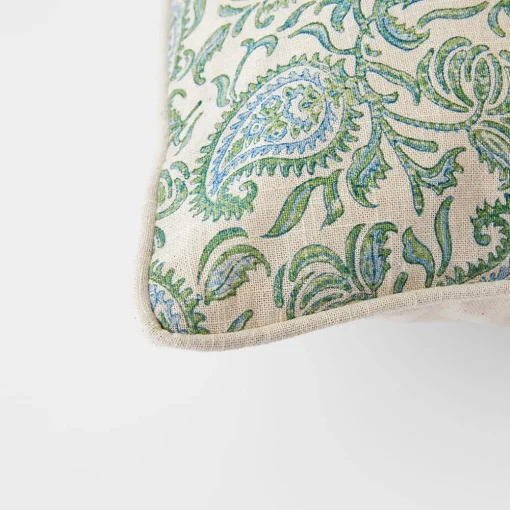 Aarvi Wood Block Cushion - Green
