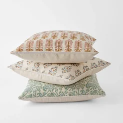 Aarvi Wood Block Cushion - Green