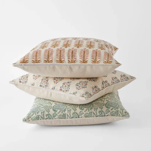 Aarvi Wood Block Cushion - Green