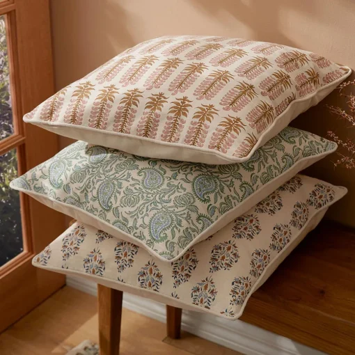 Aarvi Wood Block Cushion - Green