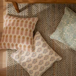 Aarvi Wood Block Cushion - Green