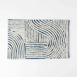Archer Bath Mat - Steel Blue/Ivory