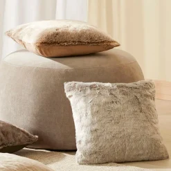 Arctic Faux Fur Cushion - Grey Fox