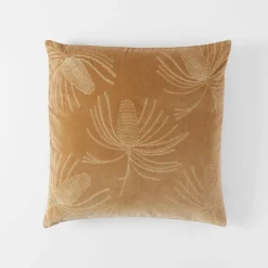 Banksia Velvet Cushion - Saffron