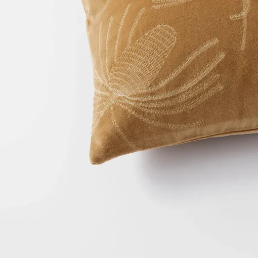 Banksia Velvet Cushion - Saffron