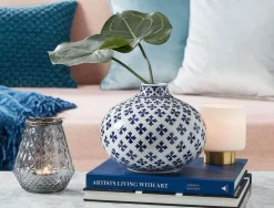 Blue Ginger Round Vase