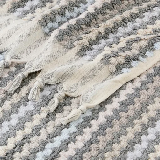 Bodrum Turkish Cotton Bath Sheet - Blue/Grey Zig Zag