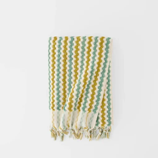 Bodrum Turkish Cotton Bath Sheet - Blue/Grey Zig Zag