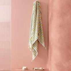 Bodrum Turkish Cotton Bath Sheet - Blue/Grey Zig Zag