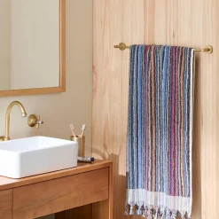 Bodrum Turkish Cotton Bath Sheet - Blue/Grey Zig Zag