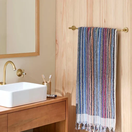 Bodrum Turkish Cotton Bath Sheet - Blue/Grey Zig Zag