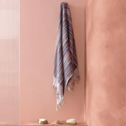 Bodrum Turkish Cotton Bath Sheet - Blue/Grey Zig Zag