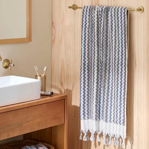 Bodrum Turkish Cotton Bath Sheet - Blue/Grey Zig Zag