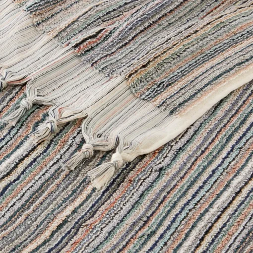 Bodrum Turkish Cotton Bath Sheet - Blue/Grey Zig Zag