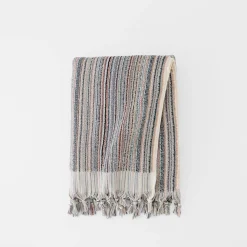 Bodrum Turkish Cotton Bath Sheet - Blue/Grey Zig Zag
