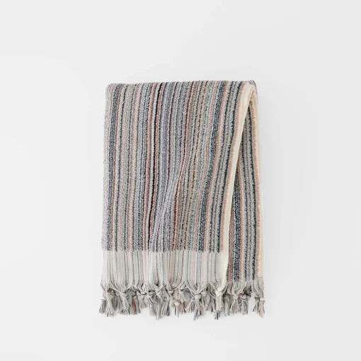 Bodrum Turkish Cotton Bath Sheet - Blue/Grey Zig Zag