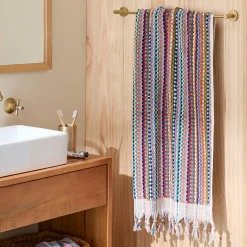 Bodrum Turkish Cotton Bath Sheet - Blue/Grey Zig Zag