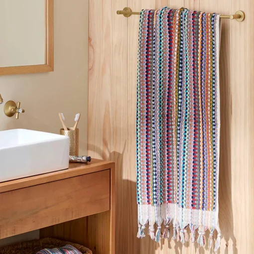 Bodrum Turkish Cotton Bath Sheet - Blue/Grey Zig Zag