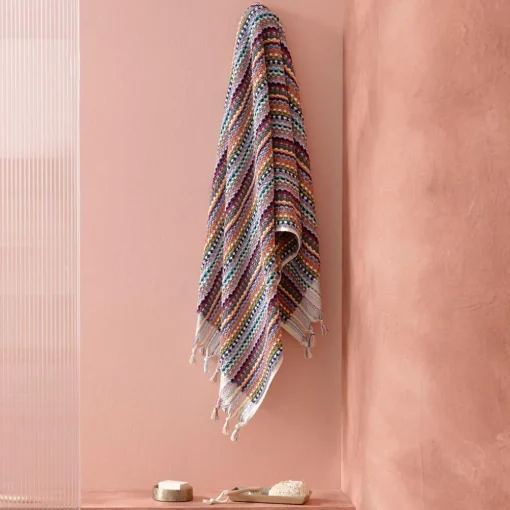Bodrum Turkish Cotton Bath Sheet - Blue/Grey Zig Zag