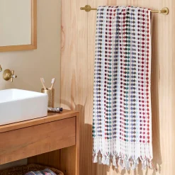 Bodrum Turkish Cotton Bath Sheet - Blue/Grey Zig Zag