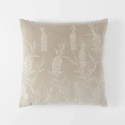 Bottle Brush Velvet Cushion - Stone