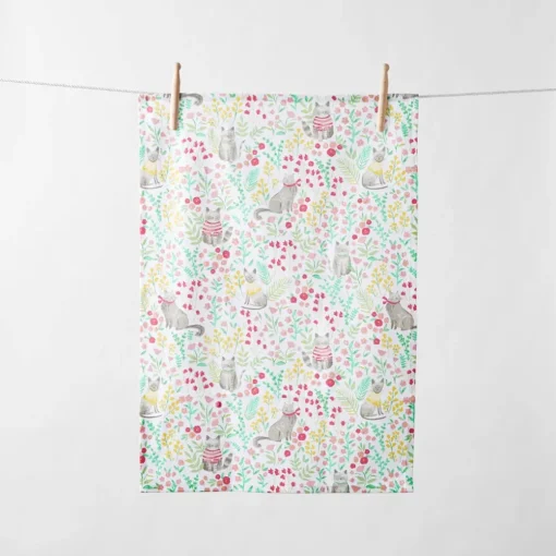 Cat Garden Tea Towel