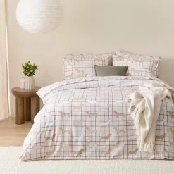 Charlie Reversible Flannelette Quilt Cover Set- Light Blue