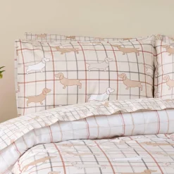 Charlie Reversible Flannelette Quilt Cover Set- Light Blue