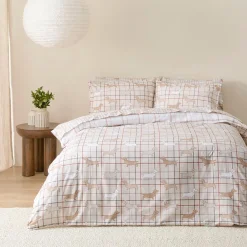 Charlie Reversible Flannelette Quilt Cover Set- Light Blue