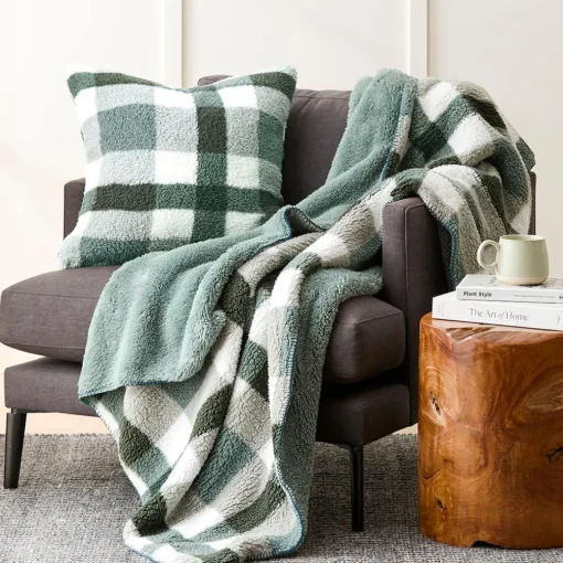 Check Super Soft Throw - Green