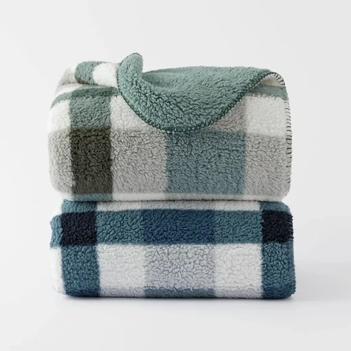 Check Super Soft Throw - Green
