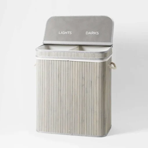 Collapsible Bamboo Lights And Darks Hamper