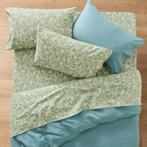 Cordelia Flannelette Sheet Set - Sage/Ivory
