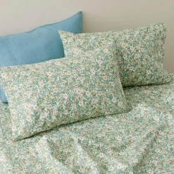Cordelia Flannelette Sheet Set - Sage/Ivory