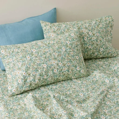 Cordelia Flannelette Sheet Set - Sage/Ivory
