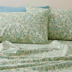 Cordelia Flannelette Sheet Set - Sage/Ivory