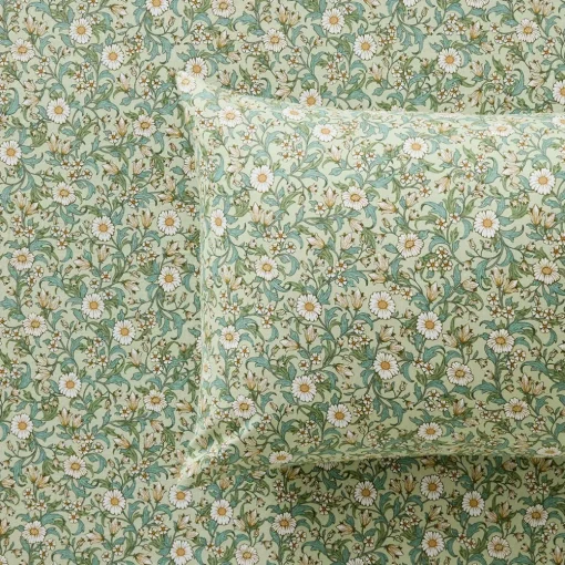 Cordelia Flannelette Sheet Set - Sage/Ivory