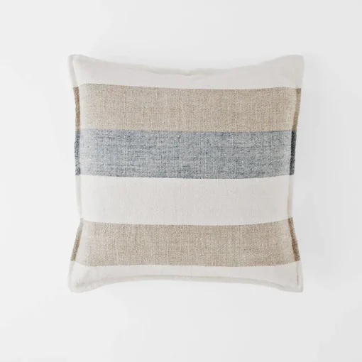 Everett Chunky Stripe Linen Cushion - Stone