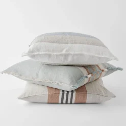 Everett Chunky Stripe Linen Cushion - Stone