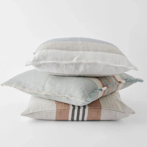 Everett Chunky Stripe Linen Cushion - Stone