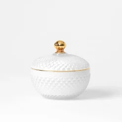 Glass Covered Trinket Dish Round