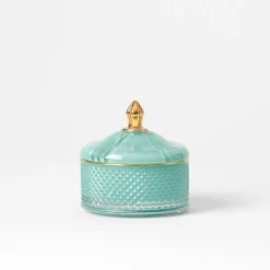 Glass Covered Trinket Dish Squat