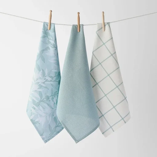 Hakea Tea Towel Set Of 3 - Turquoise