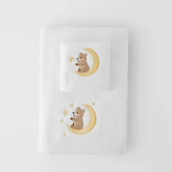 Kids Embroidered Towel Set Teddy Moon