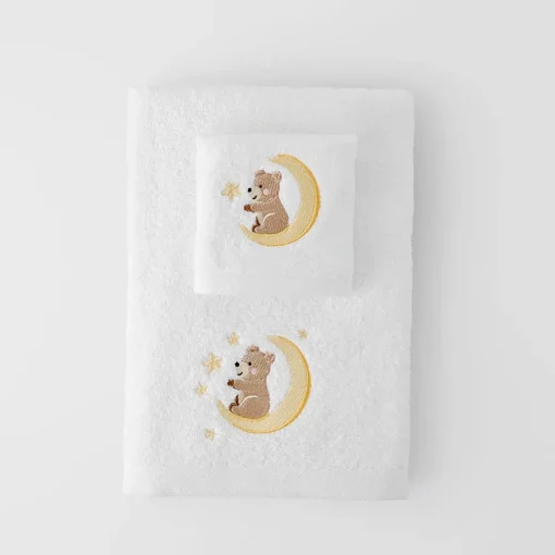 Kids Embroidered Towel Set Teddy Moon