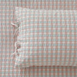 Leah Quilt Cover - Blush/Sage Check