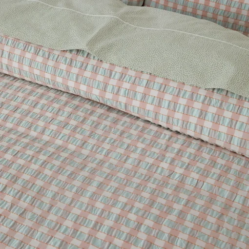 Leah Quilt Cover - Blush/Sage Check