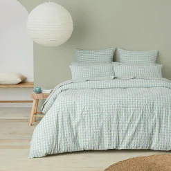 Leah Quilt Cover - Blush/Sage Check