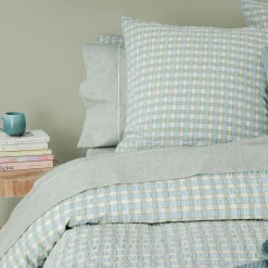 Leah Quilt Cover - Blush/Sage Check